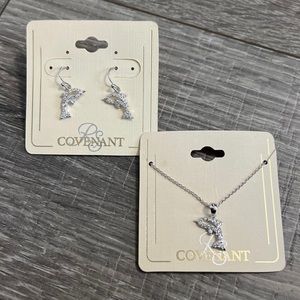 Cubic Zirconia Dolphin Earrings Necklace Gift Set